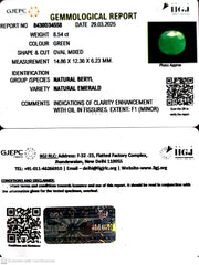 8.54/CT Natural Panna Stone with Govt. Lab Certificate
